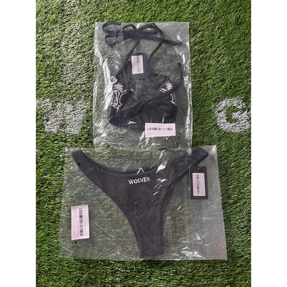 DARC SPORT OHANASHE DUAL WOLF NIKITA BIKINI SET IN BLACK SIZE S